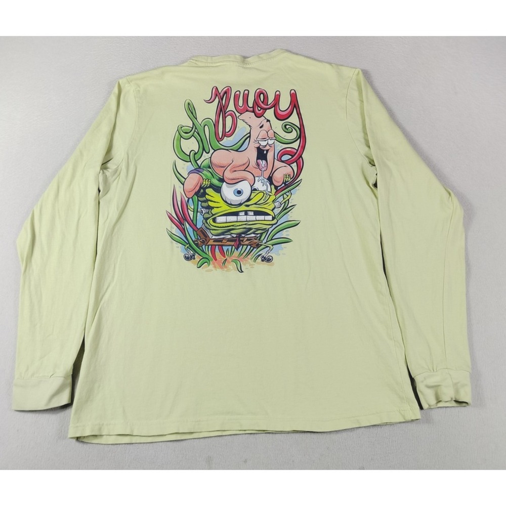 H&M SpongeBob Shirt Mens Large Yellow Oh Buoy Patrick Long Sleeve Graphic Tee